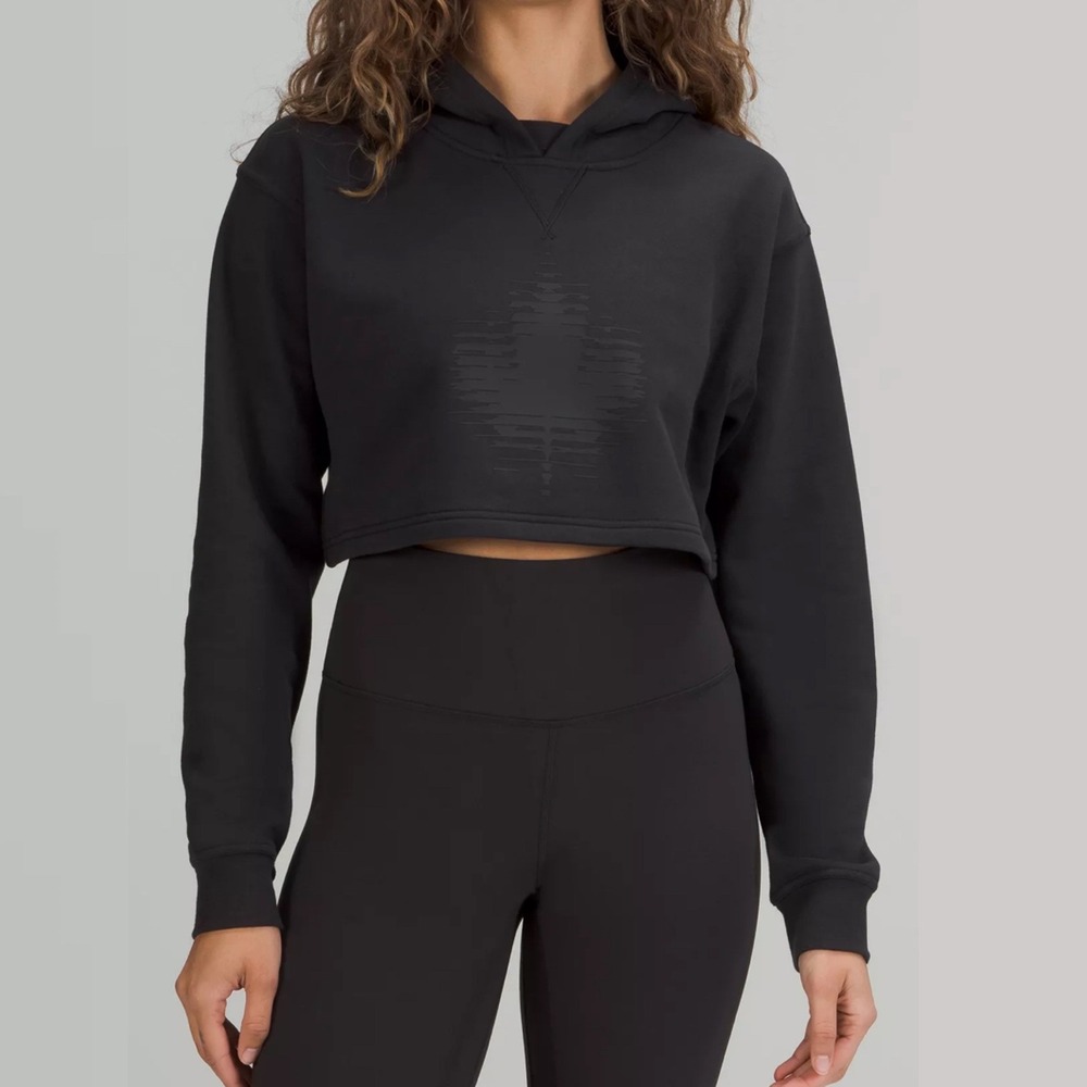 Lululemon Team Canada All Yours Cropped Hoodie Black Womens Size 8 Sweatshirt